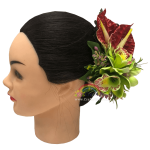 CML-002 Foam Cymbidium (D) & Foam Anthurium Hair Clip, Custom Made Flower Hairpiece