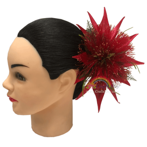 CML-046 Custom Made Flower Hairpiece, Nylon Lehua & Silk Bird of Paradise Hair Clip, Hairpiece Made in Hawaii, Hair Accessories for Hawaiian Wedding Items, Hula Dancer