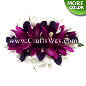 CMM-106 Silk Tuberose & Orchid (D) Hair Clip, Custom Made Flower Hairpiece, Hairpiece Made in Hawaii, Hair Accessories for Hawaiian Wedding Items, Hula Dancer