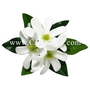 CMS-069 Custom Made Flower Hairpiece, White Foam Tiare (A) Hair Clip, Approximately 1¾ inches, Hairpiece Made in Hawaii, Hair Accessories for Hawaiian Wedding Items, Hula Dancer