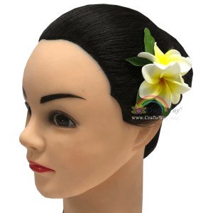 CMS-070 Custom Made Flower Hairpiece, Foam Plumeria (Type BA) Hair Clip, Approximately 1½ inches, Hairpiece Made in Hawaii, Hair Accessories for Hawaiian Wedding Items, Hula Dancer
