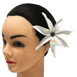 FSH461 Artificial Foam Flowers, White Foam Tiare Type DA with Pearl, size 4½ inches