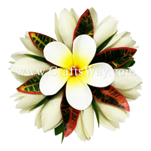 CMS-074 Silk White Champaka & Foam Plumeria (HU) Hair Clip, Custom Made Flower Hairpiece, Hairpiece Made in Hawaii, Hair Accessories for Hawaiian Wedding Items, Hula Dancer