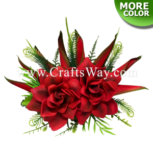 CML-047 Foam Gardenia (H) & Silk Heliconia Hair Clip, Custom Made Flower Hairpiece, Hairpiece Made in Hawaii, Hair Accessories for Hawaiian Wedding Items, Hula Dancer