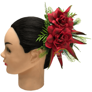 CML-047 Foam Gardenia (H) & Silk Heliconia Hair Clip, Custom Made Flower Hairpiece, Hairpiece Made in Hawaii, Hair Accessories for Hawaiian Wedding Items, Hula Dancer