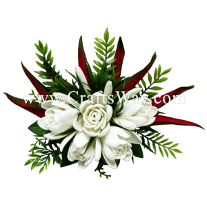 CMXL-009 Foam Tuberose & Silk Heliconia Hair Clip, Custom Made Flower Hairpiece, Hairpiece Made in Hawaii, Hair Accessories for Hawaiian Wedding Items, Hula Dancer