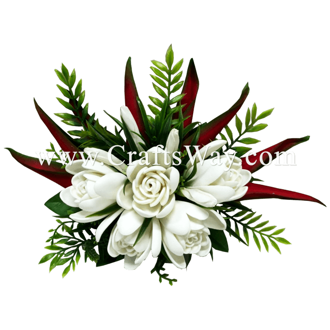 Foam Tuberose & Silk Heliconia Hair Clip - CraftsWay.,LLC Artificial Flowers  & Crafts Items