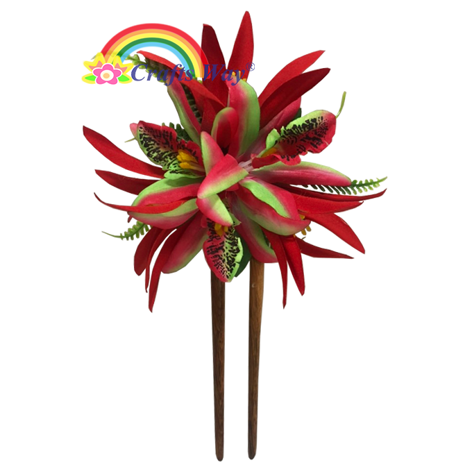 Silk Orchid (D) & Spider Lily Hair Stick - CraftsWay.,LLC Artificial Flowers  & Crafts Items