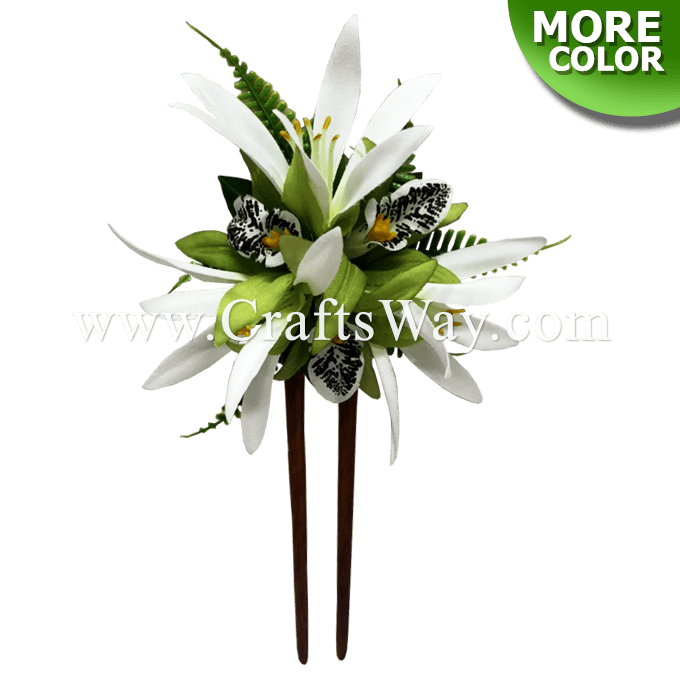 Silk Orchid (D) & Spider Lily Hair Stick - CraftsWay.,LLC Artificial Flowers  & Crafts Items