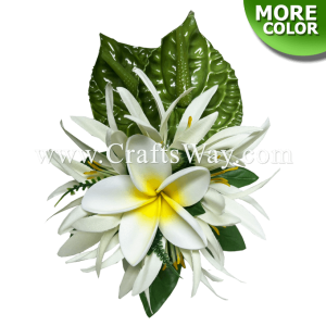 CMM-113 Custom Made Flower Hairpiece, Foam Anthurium, Silk Spider Lily & Foam Plumeria Hair Clip