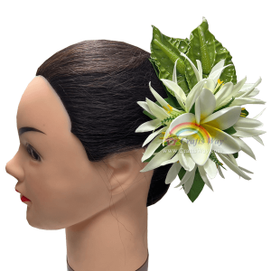 CMM-113 Custom Made Flower Hairpiece, Foam Anthurium, Silk Spider Lily & Foam Plumeria Hair Clip