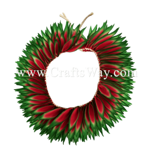 HK010(L)-02 Braided Heliconias Headband (L) #02 Red-Green
