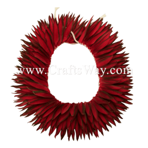 HK010(L)-03 Braided Heliconias Headband (L) #03 Firebrick & Green