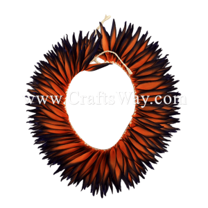 HK010(L)-04 Braided Heliconias Headband (L) #04 Orange & Midnight Blue