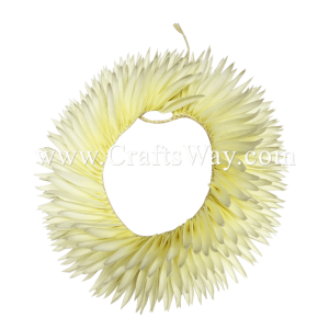 HK010(L)-06 Braided Heliconias Headband (L) #06 White & Yellow