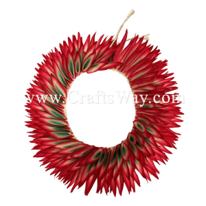 HK010(L)-07 Braided Heliconias Headband (L) #07 Red & Green