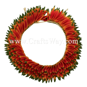 HK010(S)-02 Braided Heliconias Headband (S) #02 Orange, Yellow & Green
