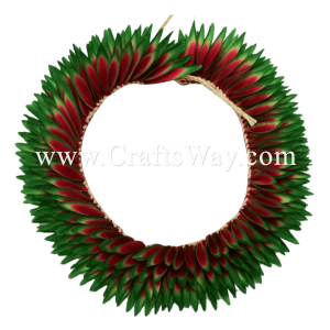 HK010(S)-04 Braided Heliconias Headband (S) #04 Red & Green