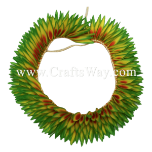 HK010(S)-06 Braided Heliconias Headband (S) #06 Yellow, Light Green & Red