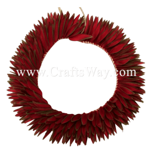 HK010(S)-09 Braided Heliconias Headband (S) #09 Firebrick & Green