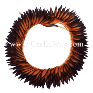 HK010(S)-10 Braided Heliconias Headband (S) #10 Orange & Midnight Blue