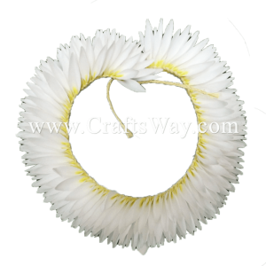 HK010(S)-13 Braided Heliconias Headband (S) #13 White & Yellow