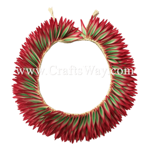 HK010(S)-14 Braided Heliconias Headband (S) #14 Red & Green