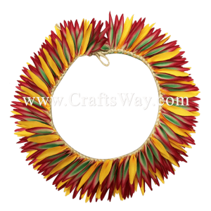 HK010(S)-15 Braided Heliconias Headband (S) #15 Yellow, Red & Green