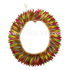 HK010(S)-16 Braided Heliconias Headband (S) #16 Yellow, Red & Green