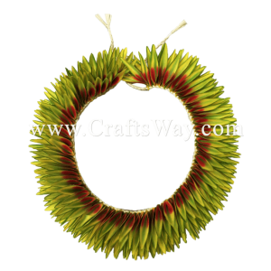 HK010(S)-21 Braided Heliconias Headband (S) #21 Light Green, Yellow & Red