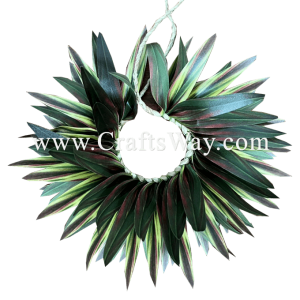 HB10-12 Braided Smooth Silk Leaves Hairband approximately 7 inches plus ties Silk Leaves Hairband