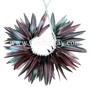HB10-19 Braided Smooth Silk Leaves Hairband approximately 7 inches plus ties Silk Leaves Hairband